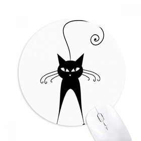 Dıythinker Sevimli Siyah Kedi Evcil Hayvan Sevgili Hayvan Sanat Silüeti Baskılı Yuvarlak Kaymaz Kauçuk Mouse Pad