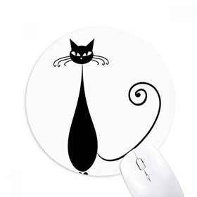 Dıythinker Sevimli Siyah Kedi Sevgili Hayvan Sanat Silüeti Baskılı Yuvarlak Kaymaz Kauçuk Mouse Pad