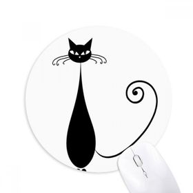 Dıythinker Sevimli Siyah Kedi Sevgili Hayvan Sanat Silüeti Baskılı Yuvarlak Kaymaz Kauçuk Mouse Pad