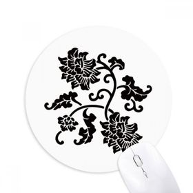 Dıythinker Silüeti Siyah Çiçekler Bitki Baskılı Yuvarlak Kaymaz Kauçuk Mouse Pad