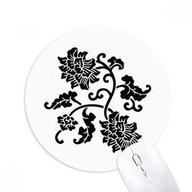 Dıythinker Silüeti Siyah Çiçekler Bitki Baskılı Yuvarlak Kaymaz Kauçuk Mouse Pad
