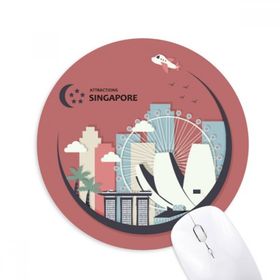 Dıythinker Singapur Bayrağı Ay Şeklinde Yerler Baskılı Yuvarlak Kaymaz Kauçuk Mouse Pad