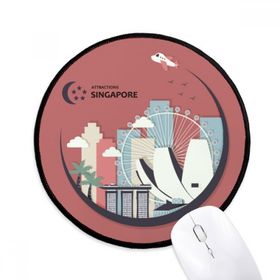 Dıythinker Singapur Bayrağı Yerler Ay Şekli Yuvarlak Kaymaz Mouse Pad