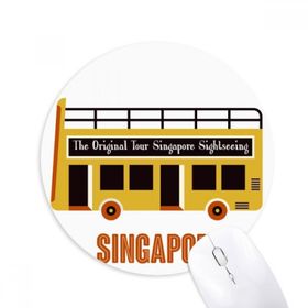 Dıythinker Singapur Gezi Mekiği Otobüs Baskılı Yuvarlak Kaymaz Kauçuk Mouse Pad