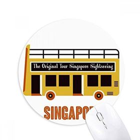 Dıythinker Singapur Gezi Mekiği Otobüs Baskılı Yuvarlak Kaymaz Kauçuk Mouse Pad