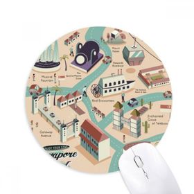 Dıythinker Singapur Seyahat Gezi Rotası Baskılı Yuvarlak Kaymaz Kauçuk Mouse Pad