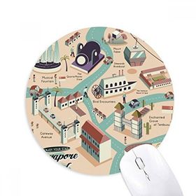 Dıythinker Singapur Seyahat Gezi Rotası Baskılı Yuvarlak Kaymaz Kauçuk Mouse Pad