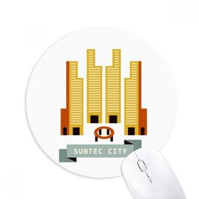 Dıythinker Singapur Suntec Şehir Simgesi Baskılı Yuvarlak Kaymaz Kauçuk Mouse Pad