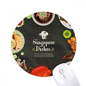 Dıythinker Singapur Ünlü Lezzetli Tabaklar Baskılı Yuvarlak Kaymaz Kauçuk Mouse Pad