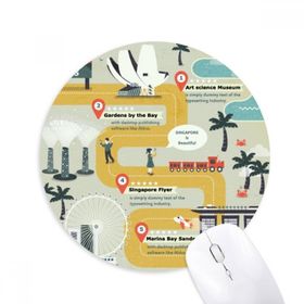 Dıythinker Singapur Ünlü Noktalar Rota Baskılı Yuvarlak Kaymaz Kauçuk Mouse Pad