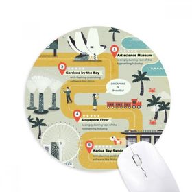 Dıythinker Singapur Ünlü Noktalar Rota Baskılı Yuvarlak Kaymaz Kauçuk Mouse Pad