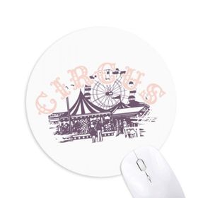Dıythinker Sirk Eğlence Parkı Desenli Baskılı Yuvarlak Kaymaz Kauçuk Mouse Pad