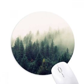 Dıythinker Sis Orman Bilim Doğa Manzarası Baskılı Yuvarlak Kaymaz Kauçuk Mouse Pad