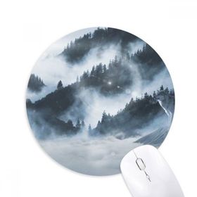 Dıythinker Sis Orman Bilim Doğa Manzarası Baskılı Yuvarlak Kaymaz Kauçuk Mouse Pad