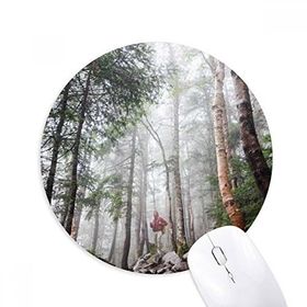 Dıythinker Sis Orman Bilim Doğa Manzarası Baskılı Yuvarlak Kaymaz Kauçuk Mouse Pad