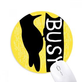 Dıythinker Siyah Ağaçkakan Hayvan Silüeti Doğal Baskılı Yuvarlak Kaymaz Kauçuk Mouse Pad