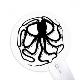 Dıythinker Siyah Ahtapot Deniz Hayatı Desenli Baskılı Yuvarlak Kaymaz Kauçuk Mouse Pad