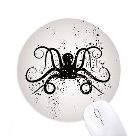 Dıythinker Siyah Ahtapot Deniz Hayatı İllüstrasyon Baskılı Yuvarlak Kaymaz Kauçuk Mouse Pad
