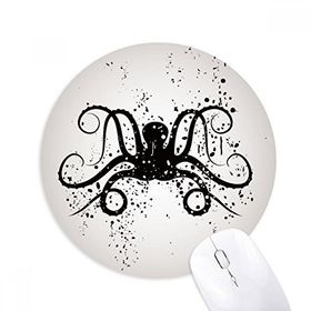 Dıythinker Siyah Ahtapot Deniz Hayatı İllüstrasyon Baskılı Yuvarlak Kaymaz Kauçuk Mouse Pad