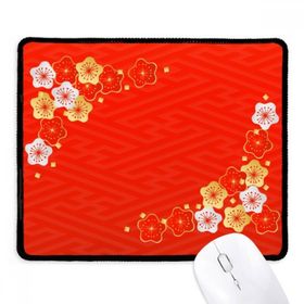 Dıythinker Siyah Altın Kırmızı Sakura Desenli Japon Kaymaz Fare Altlığı