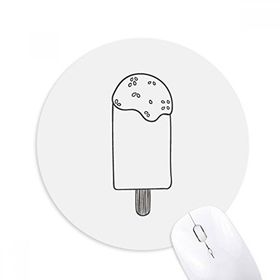 Dıythinker Siyah Anahat Susam Dondurma Popsicles Baskılı Yuvarlak Kaymaz Kauçuk Mouse Pad