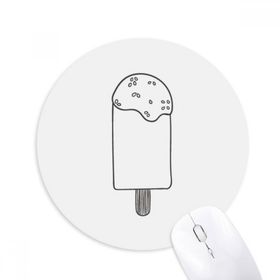Dıythinker Siyah Anahat Susam Dondurma Popsicles Baskılı Yuvarlak Kaymaz Kauçuk Mouse Pad