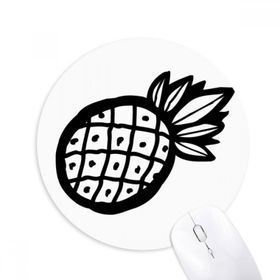 Dıythinker Siyah Ananas Çizimi Meyve Baskılı Yuvarlak Kaymaz Kauçuk Mouse Pad