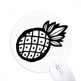 Dıythinker Siyah Ananas Çizimi Meyve Baskılı Yuvarlak Kaymaz Kauçuk Mouse Pad