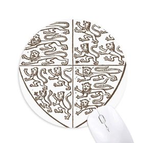 Dıythinker Siyah Beyaz Barok Sanat Aslan Kalkanı Desenli Baskılı Yuvarlak Kaymaz Kauçuk Mouse Pad