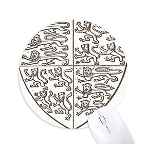Dıythinker Siyah Beyaz Barok Sanat Aslan Kalkanı Desenli Baskılı Yuvarlak Kaymaz Kauçuk Mouse Pad