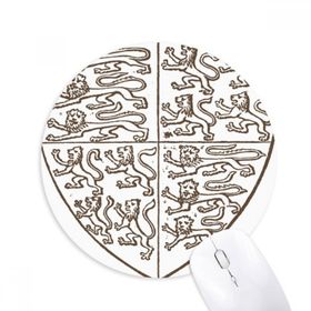 Dıythinker Siyah Beyaz Barok Sanat Aslan Kalkanı Desenli Baskılı Yuvarlak Kaymaz Kauçuk Mouse Pad