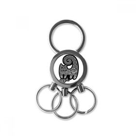 Dıythinker Siyah Beyaz Kedi Balık Desenli Metal Anahtarlık