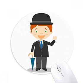 Dıythinker Siyah Beyler İngiltere Çizgi Film Baskılı Yuvarlak Kaymaz Kauçuk Mouse Pad