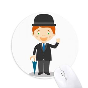Dıythinker Siyah Beyler İngiltere Çizgi Film Baskılı Yuvarlak Kaymaz Kauçuk Mouse Pad