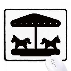 Dıythinker Siyah Carousel Eğlence Parkı Silüeti Kaymaz Siyah Başlıklı Kenarlar Mouse Pad