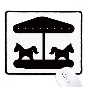 Dıythinker Siyah Carousel Eğlence Parkı Silüeti Kaymaz Siyah Başlıklı Kenarlar Mouse Pad