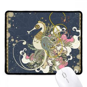 Dıythinker Siyah Çiçek Japonya Hippocampus Ukiyo-e Kaymaz Fare Altlığı