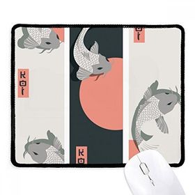 Dıythinker Siyah Çin Japon Balık Desenli Kaymaz Fare Altlığı