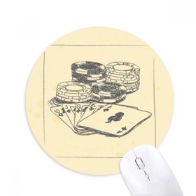 Dıythinker Siyah Çip Poker İllüstrasyon Desen Baskılı Yuvarlak Kaymaz Kauçuk Mouse Pad