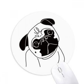 Dıythinker Siyah Çizgi Film Köpek İllüstrasyon Desen Baskılı Yuvarlak Kaymaz Kauçuk Mouse Pad