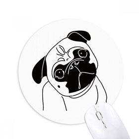 Dıythinker Siyah Çizgi Film Köpek İllüstrasyon Desen Baskılı Yuvarlak Kaymaz Kauçuk Mouse Pad