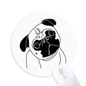 Dıythinker Siyah Çizgi Film Köpek İllüstrasyon Desen Baskılı Yuvarlak Kaymaz Kauçuk Mouse Pad