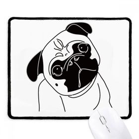 Dıythinker Siyah Çizgi Film Köpek İllüstrasyon Desen Kaymaz Siyah Başlıklı Kenarlar Mouse Pad