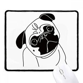 Dıythinker Siyah Çizgi Film Köpek İllüstrasyon Desen Kaymaz Siyah Başlıklı Kenarlar Mouse Pad