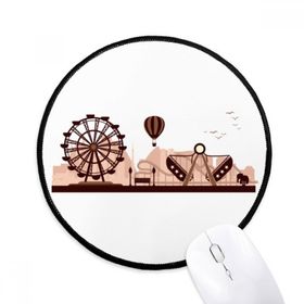 Dıythinker Siyah Eğlence Parkı Tesisleri Siluet Yuvarlak Kaymaz Mouse Pad
