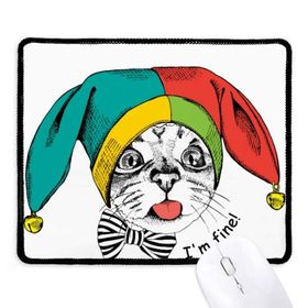 Dıythinker Siyah Foolscap I'm Fine Cat Protect Animal Kaymaz Fare Altlığı