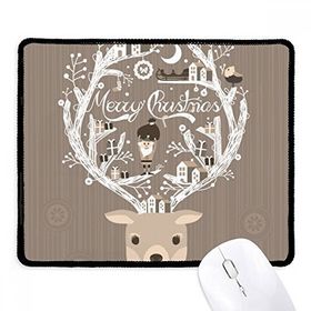 Dıythinker Siyah Geyik Baba Noel Evisi Kaymaz Fare Altlığı