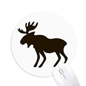 Dıythinker Siyah Geyik Sevimli Hayvan Portrayal Baskılı Yuvarlak Kaymaz Kauçuk Mouse Pad