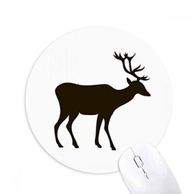 Dıythinker Siyah Geyik Sevimli Hayvan Portrayal Baskılı Yuvarlak Kaymaz Kauçuk Mouse Pad