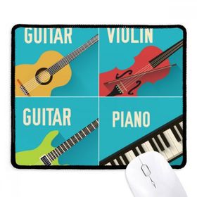Dıythinker Siyah Gitar Keman Piyano Kombinasyonu Desen Kaymaz Fare Altlığı